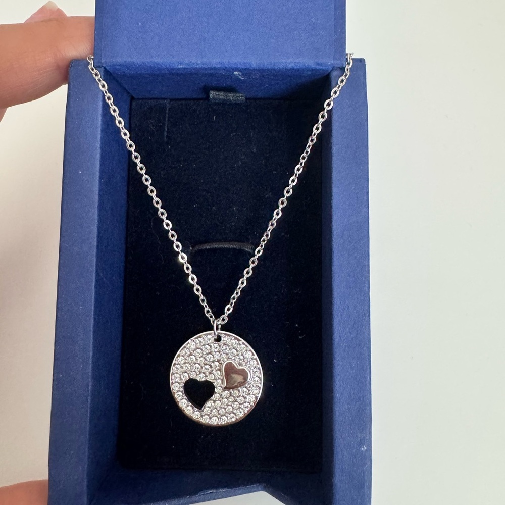 Swarovski Silver and Gold Heart Circle Necklace